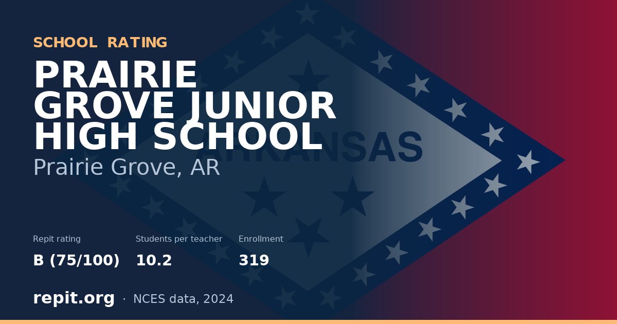 PRAIRIE GROVE JUNIOR HIGH SCHOOL, Prairie Grove, AR — Repit school rating B (75/100)
