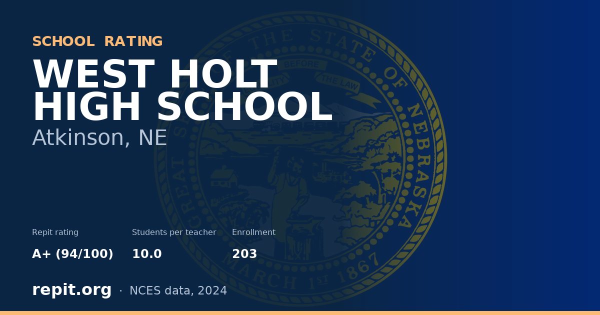 WEST HOLT HIGH SCHOOL, Atkinson, NE — Repit school rating A+ (94/100)
