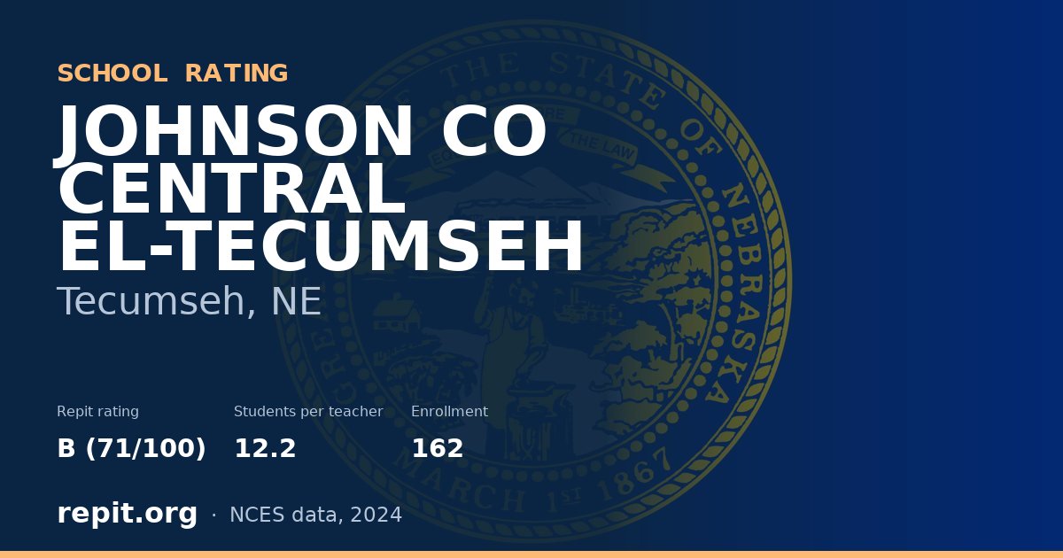 JOHNSON CO CENTRAL EL-TECUMSEH, Tecumseh, NE — Repit school rating B (71/100)
