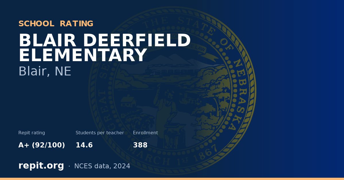 BLAIR DEERFIELD ELEMENTARY, Blair, NE — Repit school rating A+ (92/100)
