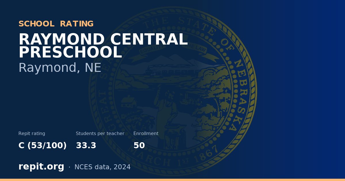 RAYMOND CENTRAL PRESCHOOL, Raymond, NE — Repit school rating C (53/100)