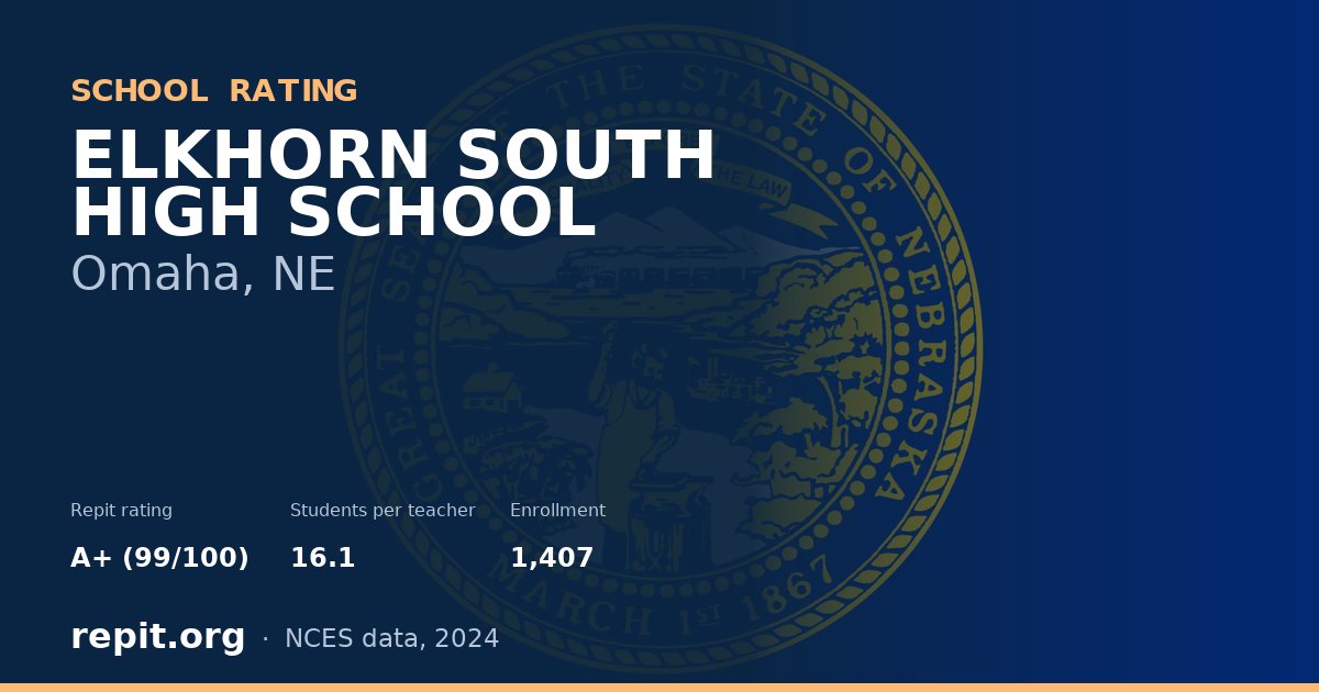 ELKHORN SOUTH HIGH SCHOOL, Omaha, NE — Repit school rating A+ (99/100)