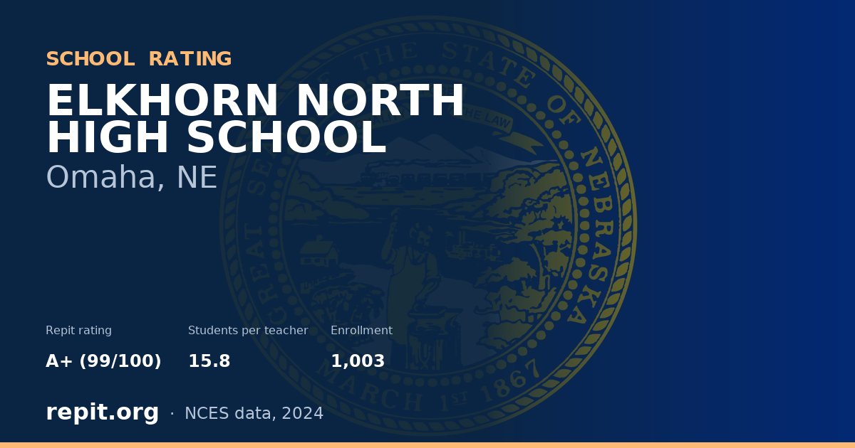 ELKHORN NORTH HIGH SCHOOL, Omaha, NE — Repit school rating A+ (99/100)