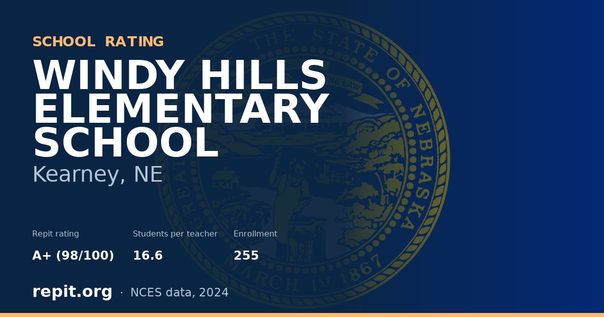 WINDY HILLS ELEMENTARY SCHOOL, Kearney, NE — Repit school rating A+ (98/100)