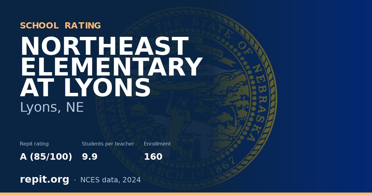 NORTHEAST ELEMENTARY AT LYONS, Lyons, NE — Repit school rating A (85/100)