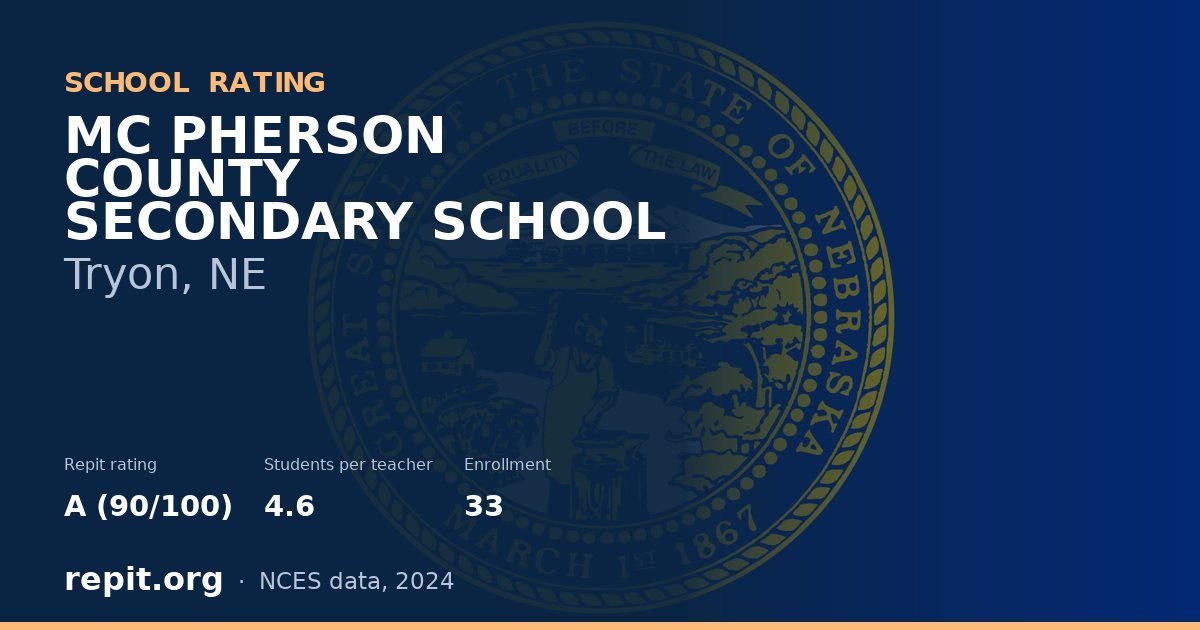 MC PHERSON COUNTY SECONDARY SCHOOL, Tryon, NE — Repit school rating A (90/100)