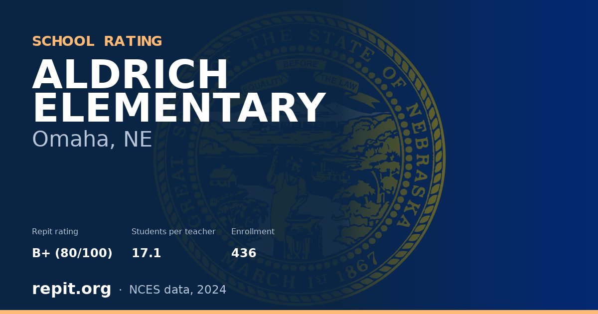 ALDRICH ELEMENTARY, Omaha, NE — Repit school rating B+ (80/100)
