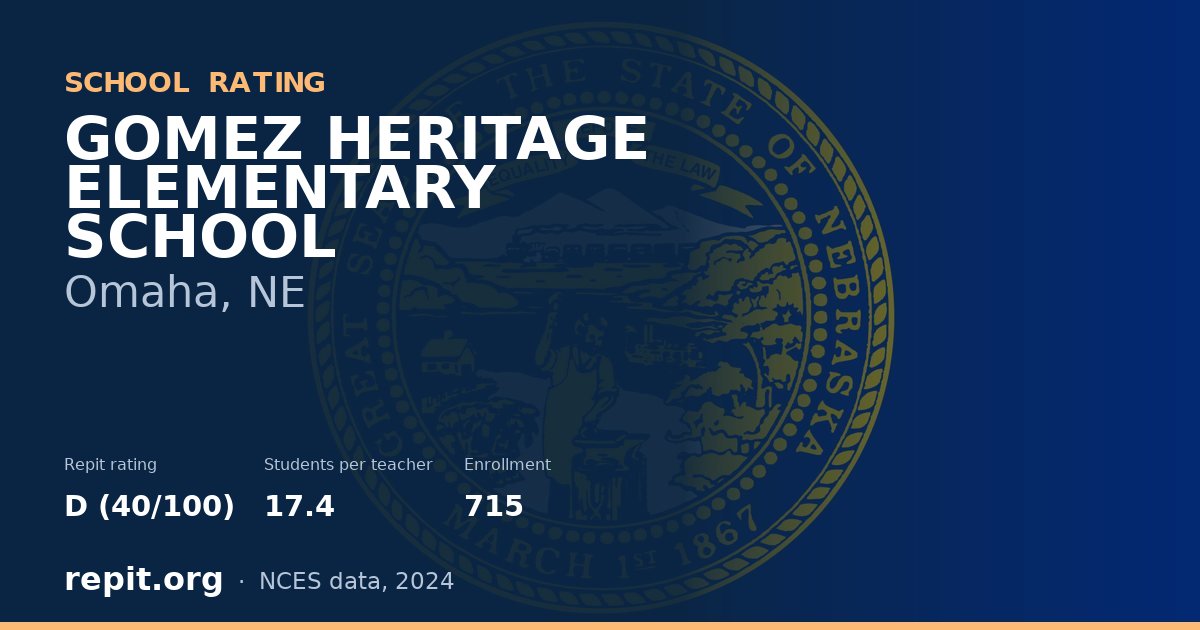 GOMEZ HERITAGE ELEMENTARY SCHOOL, Omaha, NE — Repit school rating D (40/100)