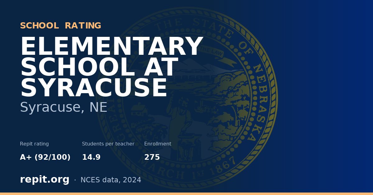 ELEMENTARY SCHOOL AT SYRACUSE, Syracuse, NE — Repit school rating A+ (92/100)