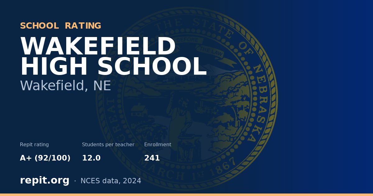 WAKEFIELD HIGH SCHOOL, Wakefield, NE — Repit school rating A+ (92/100)