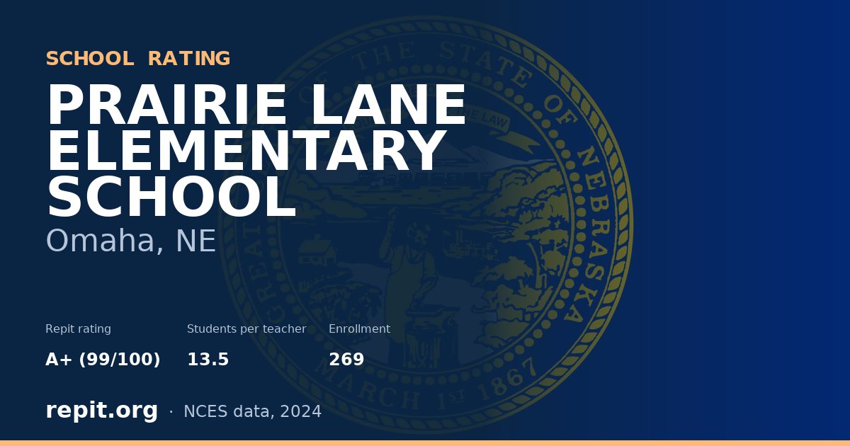 PRAIRIE LANE ELEMENTARY SCHOOL, Omaha, NE — Repit school rating A+ (99/100)