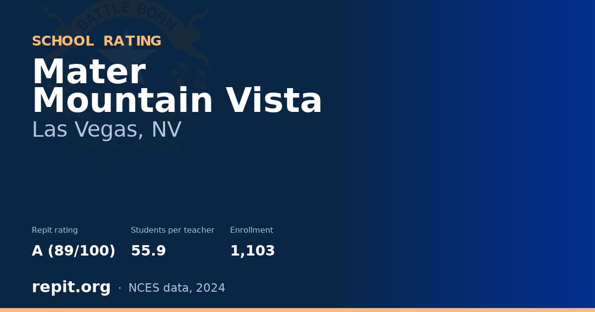 Mater Mountain Vista, Las Vegas, NV — Repit school rating A (89/100)