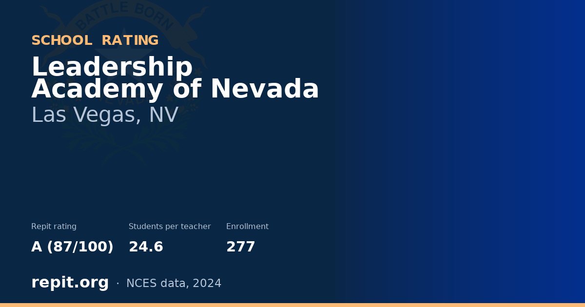 Leadership Academy of Nevada, Las Vegas, NV — Repit school rating A (87/100)