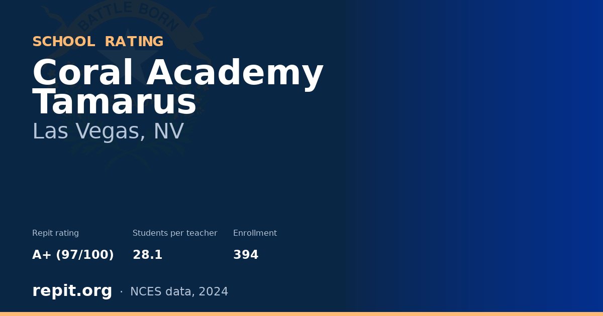 Coral Academy Tamarus, Las Vegas, NV — Repit school rating A+ (97/100)