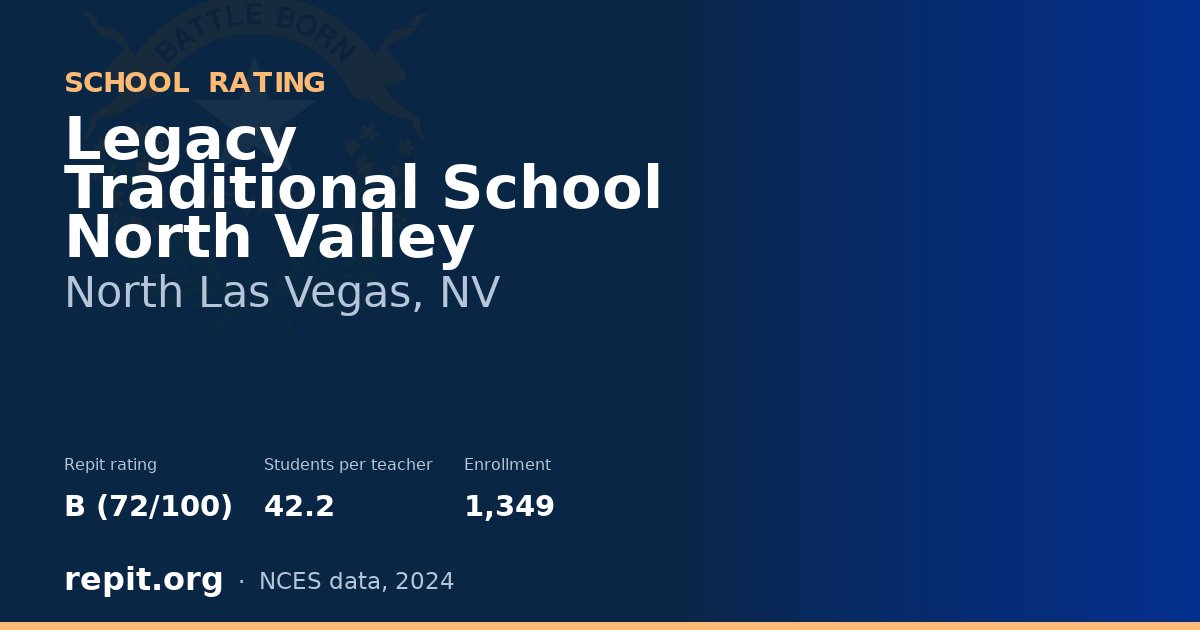 Legacy Traditional School North Valley, North Las Vegas, NV — Repit school rating B (72/100)