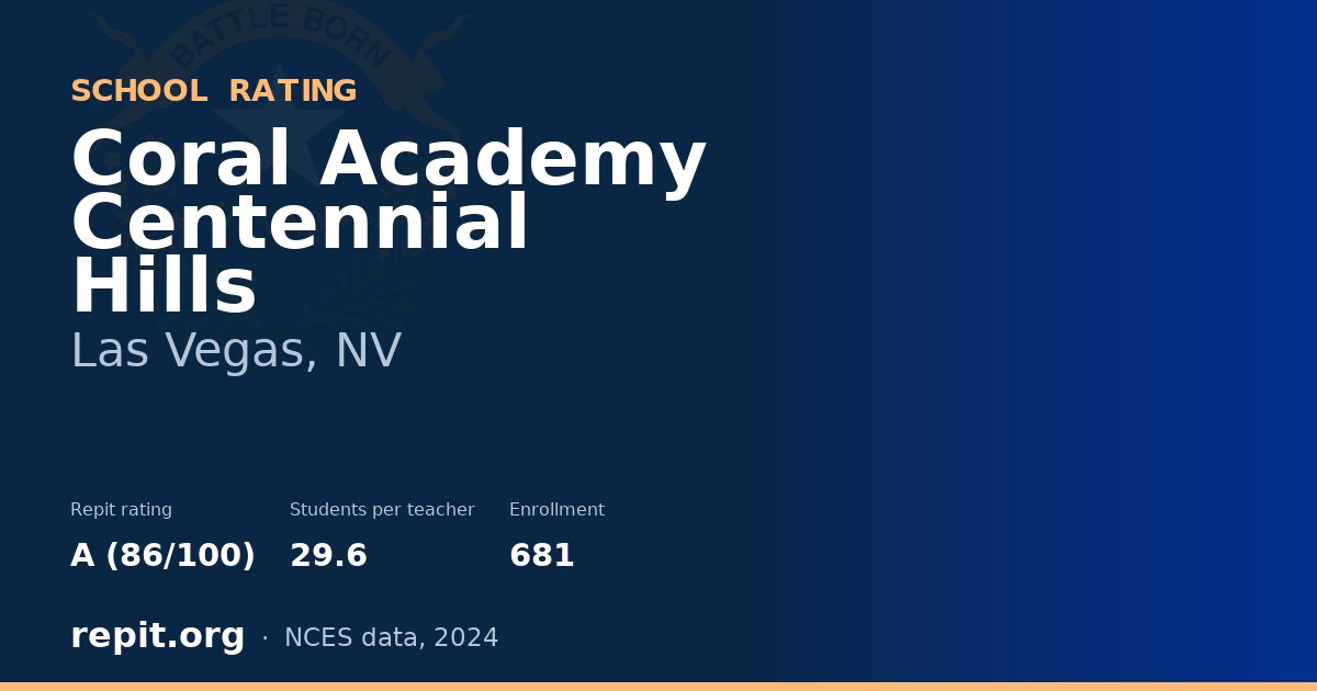 Coral Academy Centennial Hills, Las Vegas, NV — Repit school rating A (86/100)