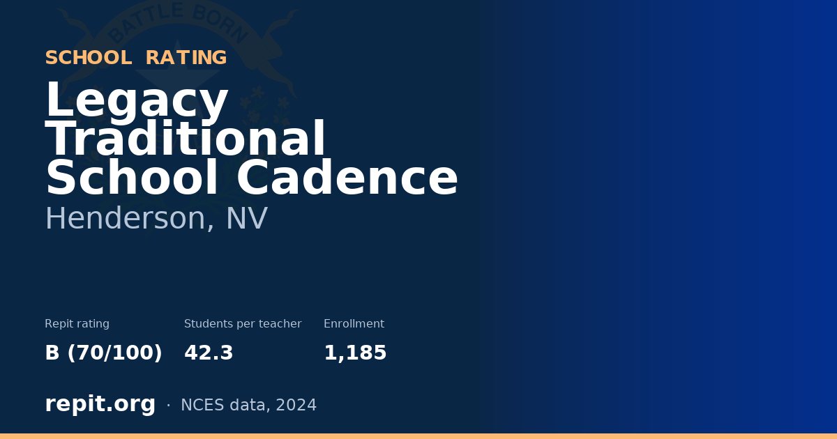 Legacy Traditional School Cadence, Henderson, NV — Repit school rating B (70/100)