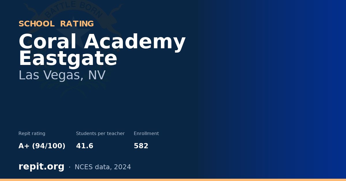 Coral Academy Eastgate, Las Vegas, NV — Repit school rating A+ (94/100)