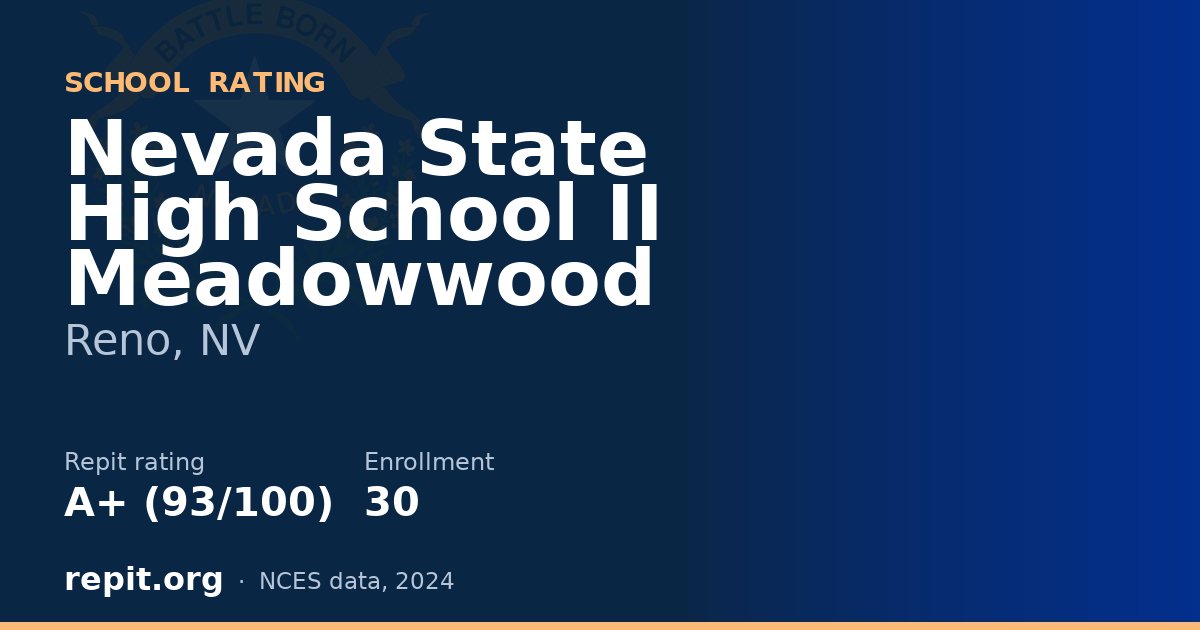 Nevada State High School II Meadowwood, Reno, NV — Repit school rating A+ (93/100)