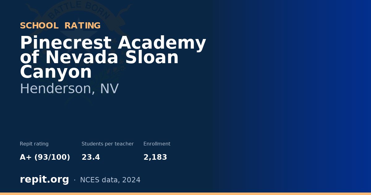 Pinecrest Academy of Nevada Sloan Canyon, Henderson, NV — Repit school rating A+ (93/100)