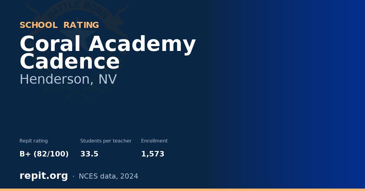 Coral Academy Cadence, Henderson, NV — Repit school rating B+ (82/100)