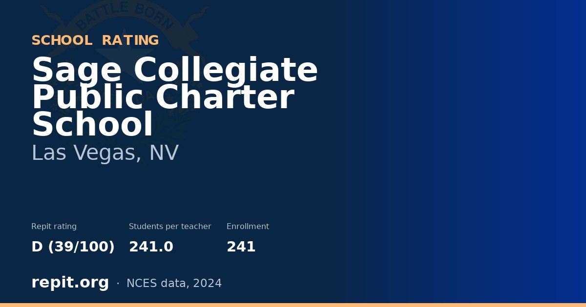 Sage Collegiate Public Charter School, Las Vegas, NV — Repit school rating D (39/100)
