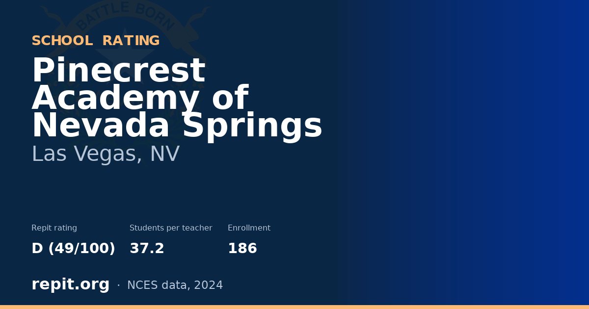 Pinecrest Academy of Nevada Springs, Las Vegas, NV — Repit school rating D (49/100)
