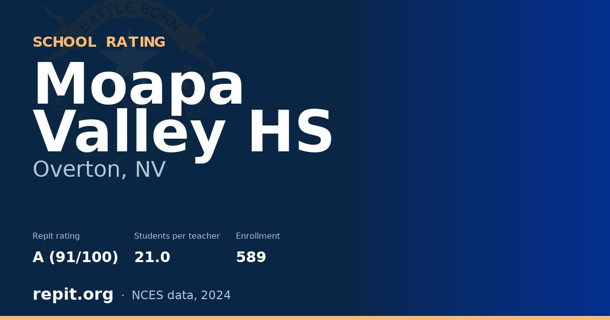 Moapa Valley HS, Overton, NV — Repit school rating A (91/100)