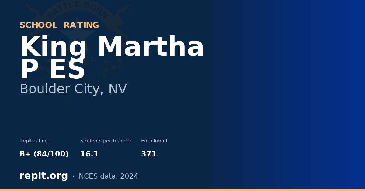 King Martha P ES, Boulder City, NV — Repit school rating B+ (84/100)