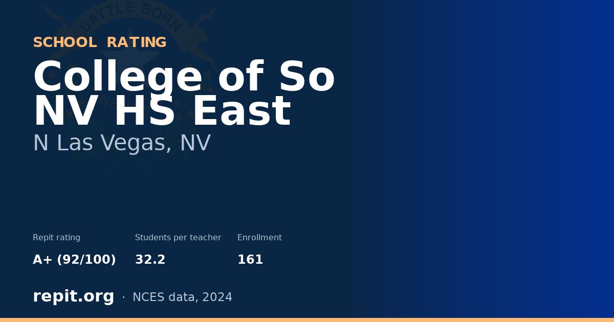 College of So NV HS East, N Las Vegas, NV — Repit school rating A+ (92/100)