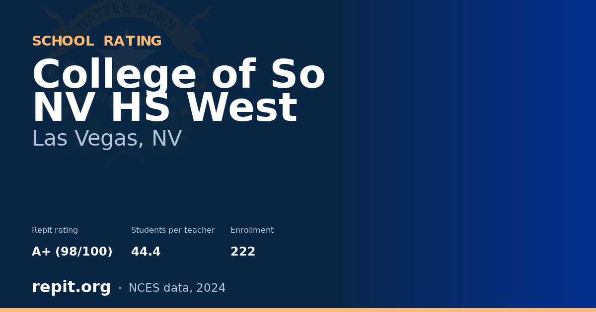 College of So NV HS West, Las Vegas, NV — Repit school rating A+ (98/100)