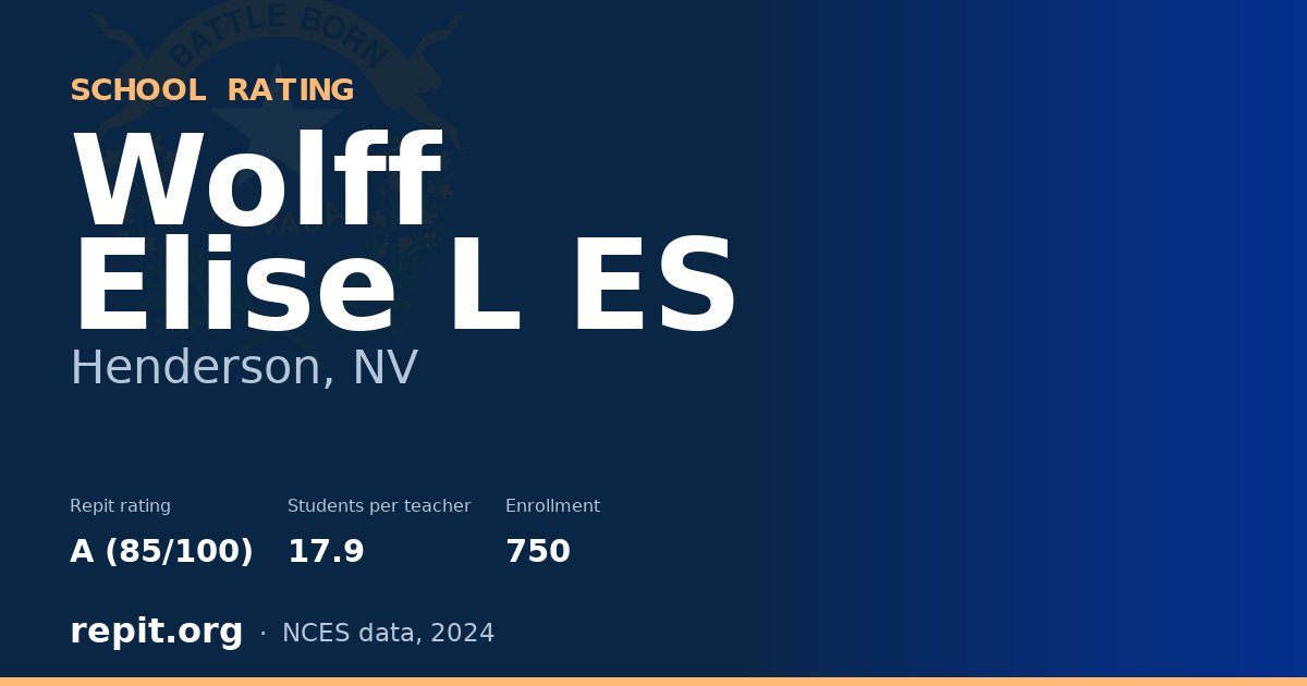 Wolff Elise L ES, Henderson, NV — Repit school rating A (85/100)