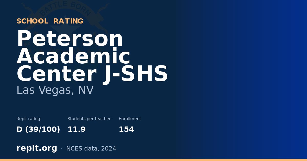 Peterson Academic Center J-SHS, Las Vegas, NV — Repit school rating D (39/100)