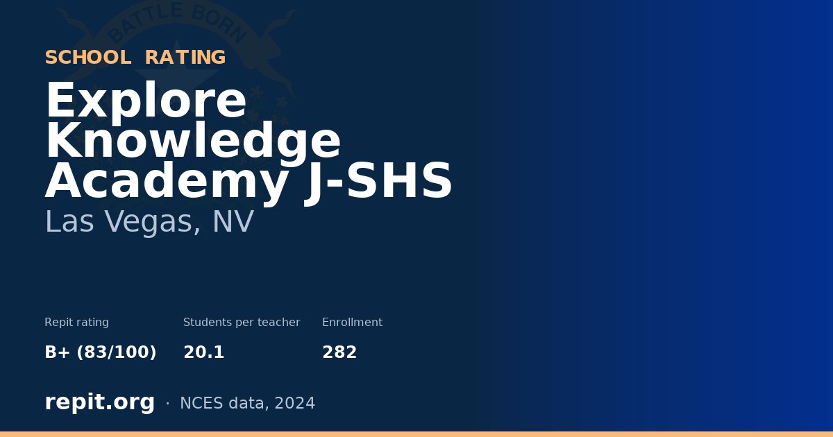 Explore Knowledge Academy J-SHS, Las Vegas, NV — Repit school rating B+ (83/100)