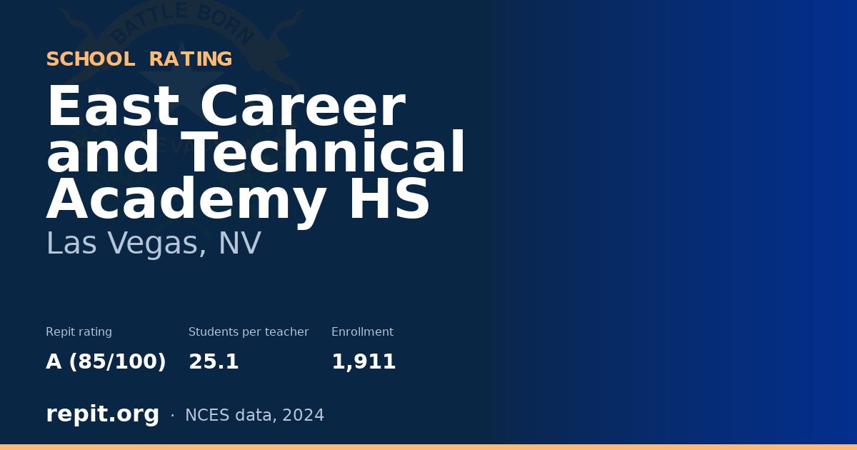 East Career and Technical Academy HS, Las Vegas, NV — Repit school rating A (85/100)