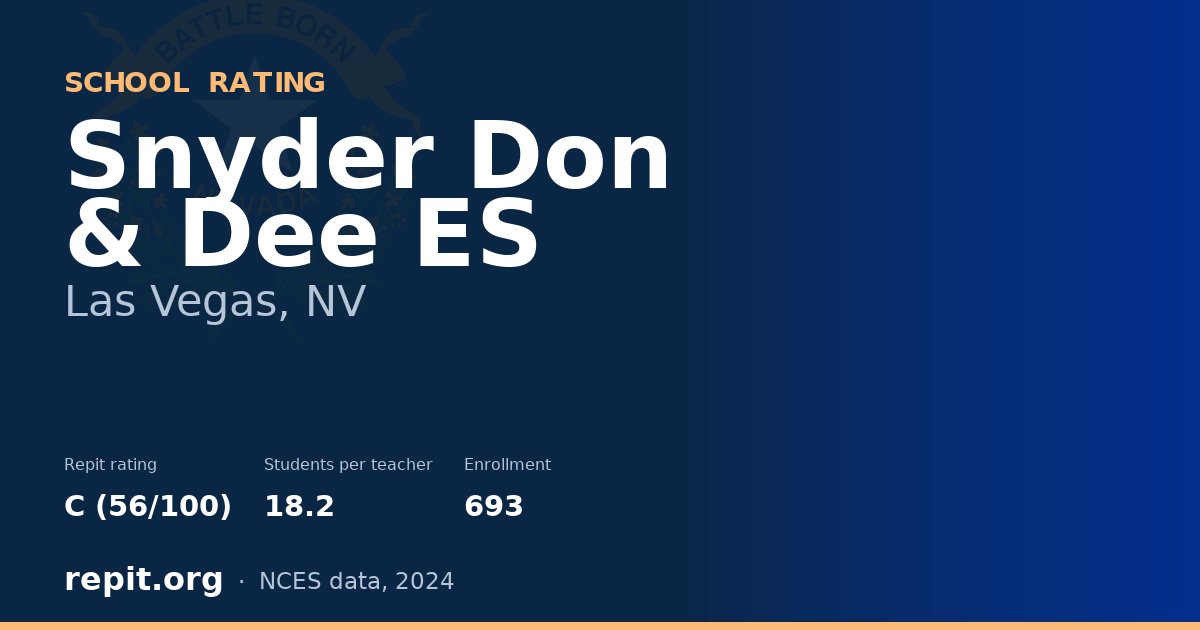 Snyder Don & Dee ES, Las Vegas, NV — Repit school rating C (56/100)