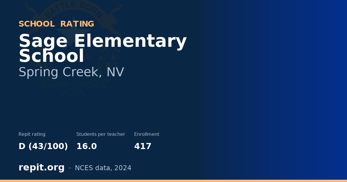 Sage Elementary School, Spring Creek, NV — Repit school rating D (43/100)