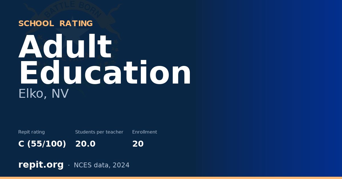 Adult Education, Elko, NV — Repit school rating C (55/100)