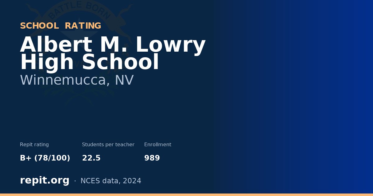 Albert M. Lowry High School, Winnemucca, NV — Repit school rating B+ (78/100)