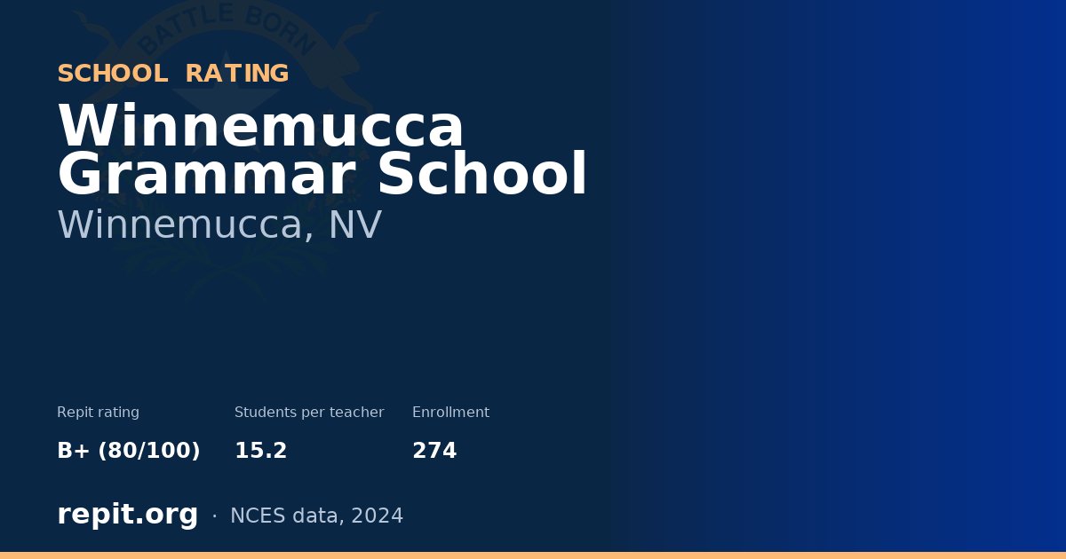 Winnemucca Grammar School, Winnemucca, NV — Repit school rating B+ (80/100)