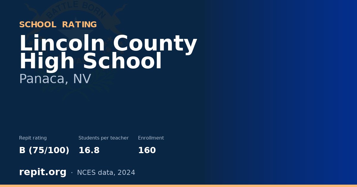 Lincoln County High School, Panaca, NV — Repit school rating B (75/100)