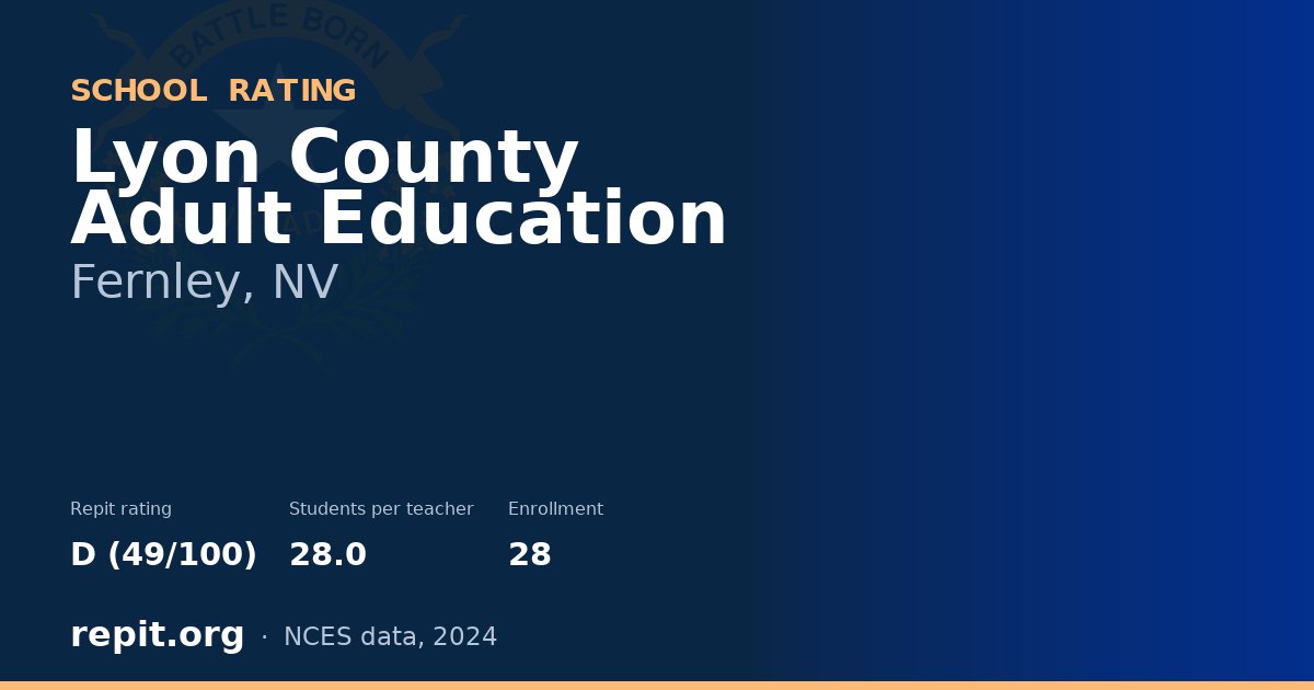 Lyon County Adult Education, Fernley, NV — Repit school rating D (49/100)