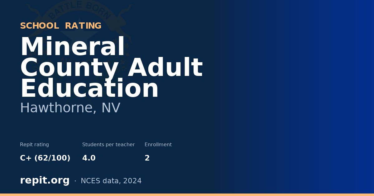 Mineral County Adult Education, Hawthorne, NV — Repit school rating C+ (62/100)