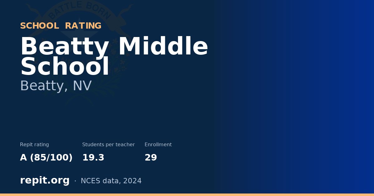 Beatty Middle School, Beatty, NV — Repit school rating A (85/100)