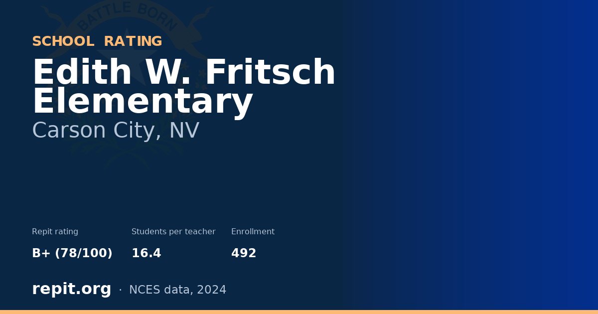 Edith W. Fritsch Elementary, Carson City, NV — Repit school rating B+ (78/100)
