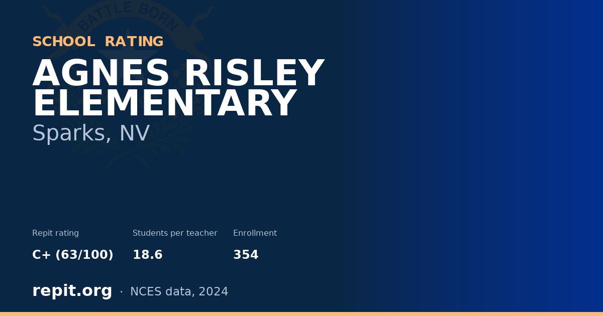 AGNES RISLEY ELEMENTARY, Sparks, NV — Repit school rating C+ (63/100)