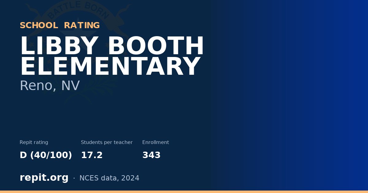 LIBBY BOOTH ELEMENTARY, Reno, NV — Repit school rating D (40/100)