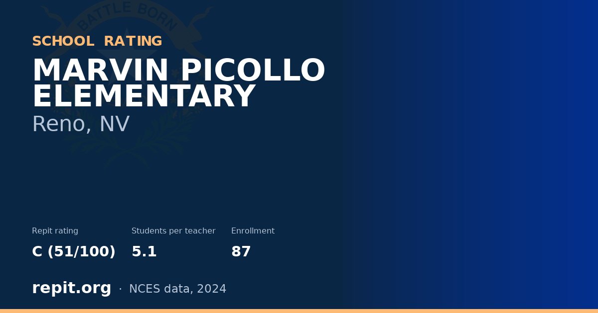 MARVIN PICOLLO ELEMENTARY, Reno, NV — Repit school rating C (51/100)