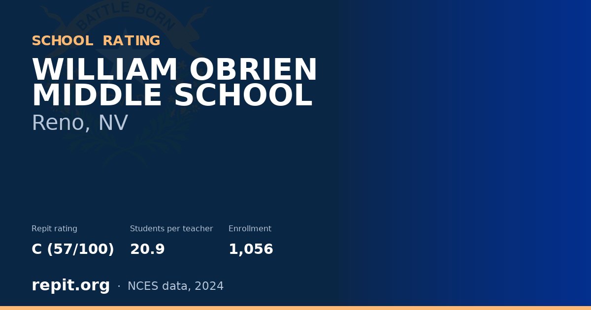 WILLIAM OBRIEN MIDDLE SCHOOL, Reno, NV — Repit school rating C (57/100)