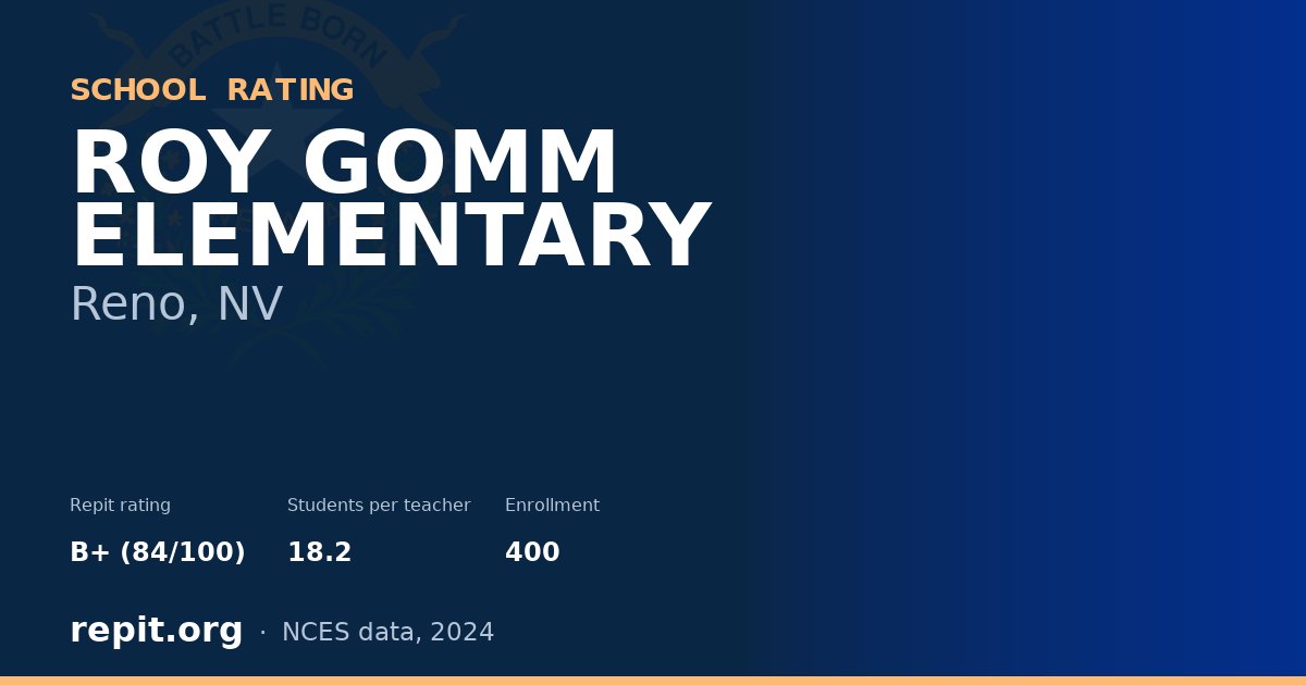 ROY GOMM ELEMENTARY, Reno, NV — Repit school rating B+ (84/100)
